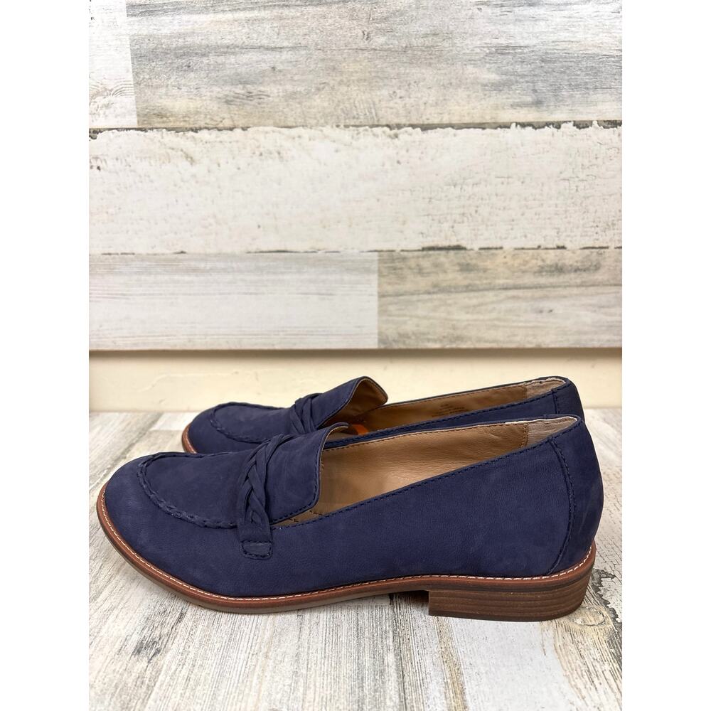 Earth Shoes Womens 9.5 Blue Suede Edie Loafers Braided Comfort NEW